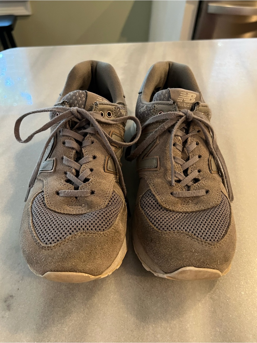 New Balance Gray Suede & Mesh Sneakers